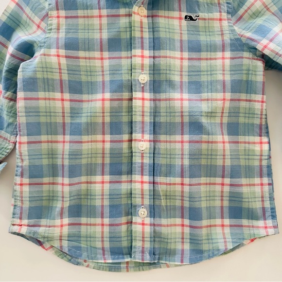 Vineyard Vines 2T Toddler Boy Whale Plaid Blue Shirt - Picture 4 of 6